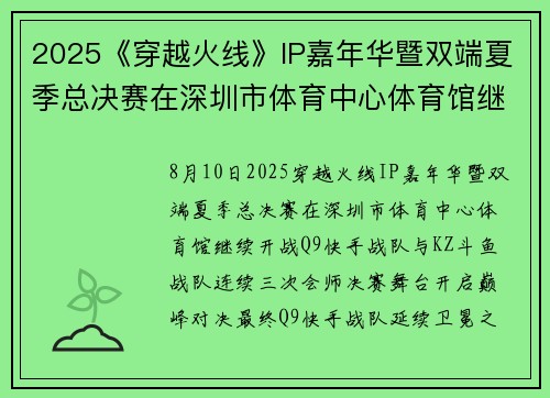 2025《穿越火线》IP嘉年华暨双端夏季总决赛在深圳市体育中心体育馆继续开战